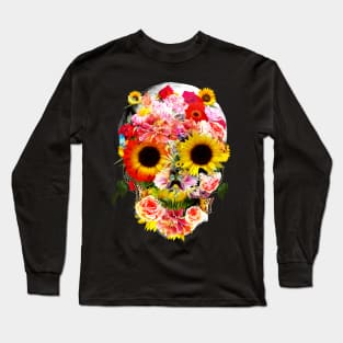 Sage Tribe Skull With sunflowers Long Sleeve T-Shirt